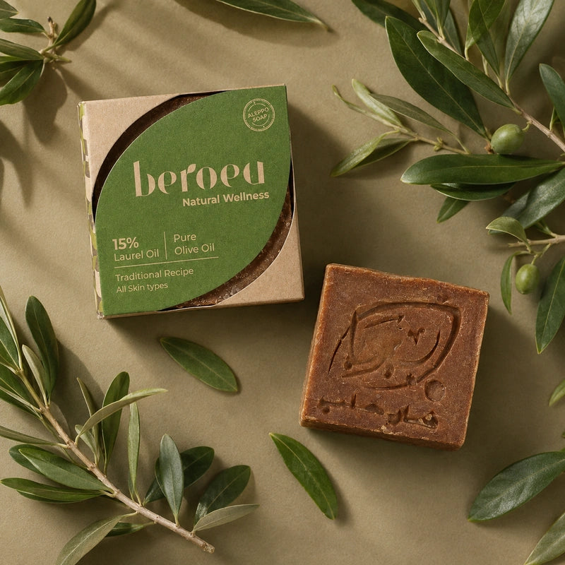Beroea Balanced Skin Aleppo Soap 15% Laurel Oil | صابون غار وزيت زيتون طبيعي لجميع أنواع البشرة