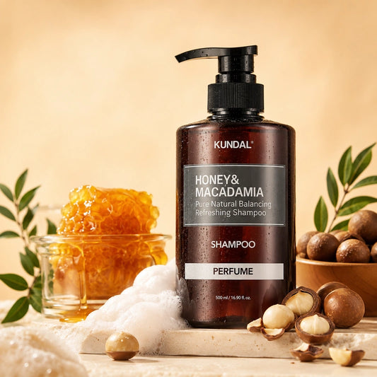 KUNDAL Honey & Macadamia Shampoo 500ml – Pure Natural Balancing Refreshing Shampoo | شامبو كوندال بالعسل والمكاديميا للعناية بالشعر