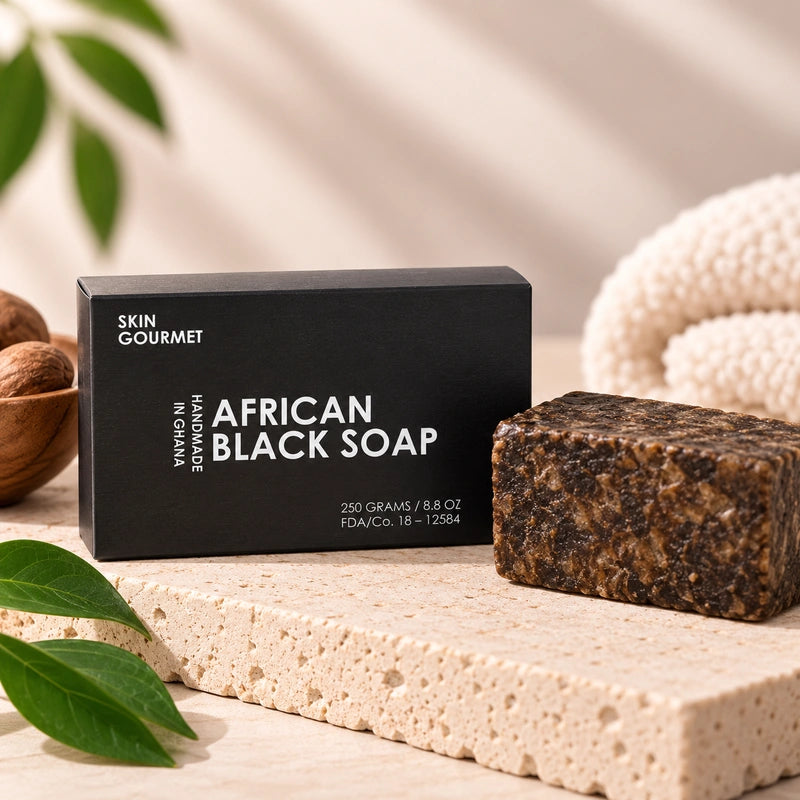 Skin Gourmet African Black Soap 250g – Natural Face & Body Cleanser