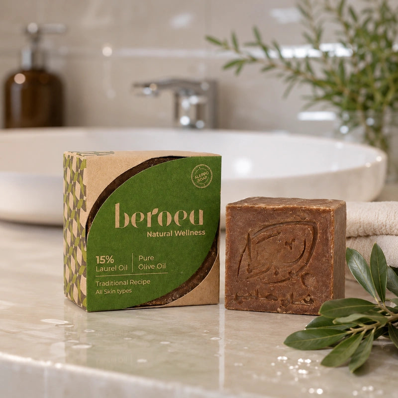 Beroea Balanced Skin Aleppo Soap 15% Laurel Oil | صابون غار وزيت زيتون طبيعي لجميع أنواع البشرة