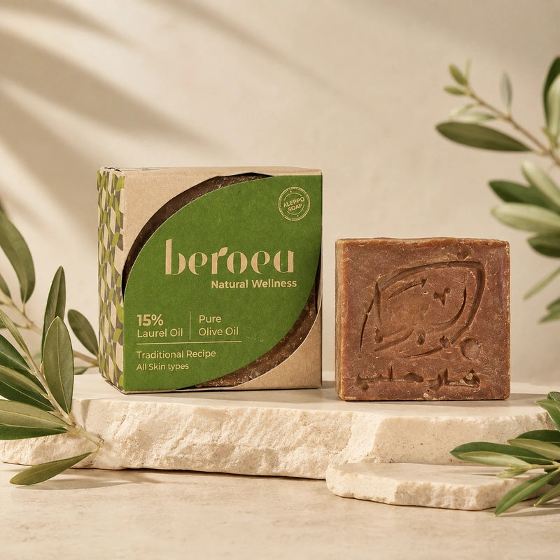 Beroea Balanced Skin Aleppo Soap 15% Laurel Oil | صابون غار وزيت زيتون طبيعي لجميع أنواع البشرة