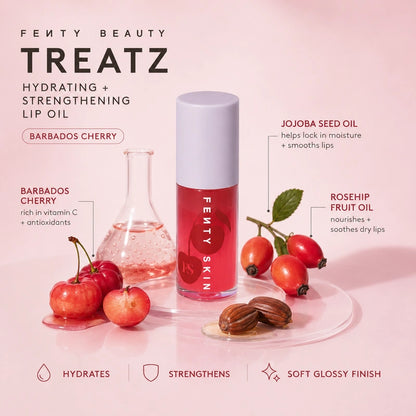 Fenty Beauty Treatz Hydrating + Strengthening Lip Oil – Barbados Cherry | ليب أويل مرطب ومقوّي للشفايف