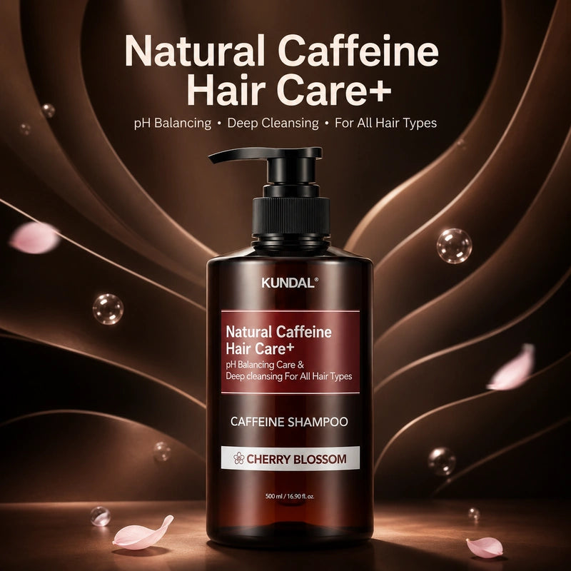KUNDAL Natural Caffeine Hair Care+ Shampoo Cherry Blossom 500ml | شامبو كافيين للعناية بفروة الرأس والشعر
