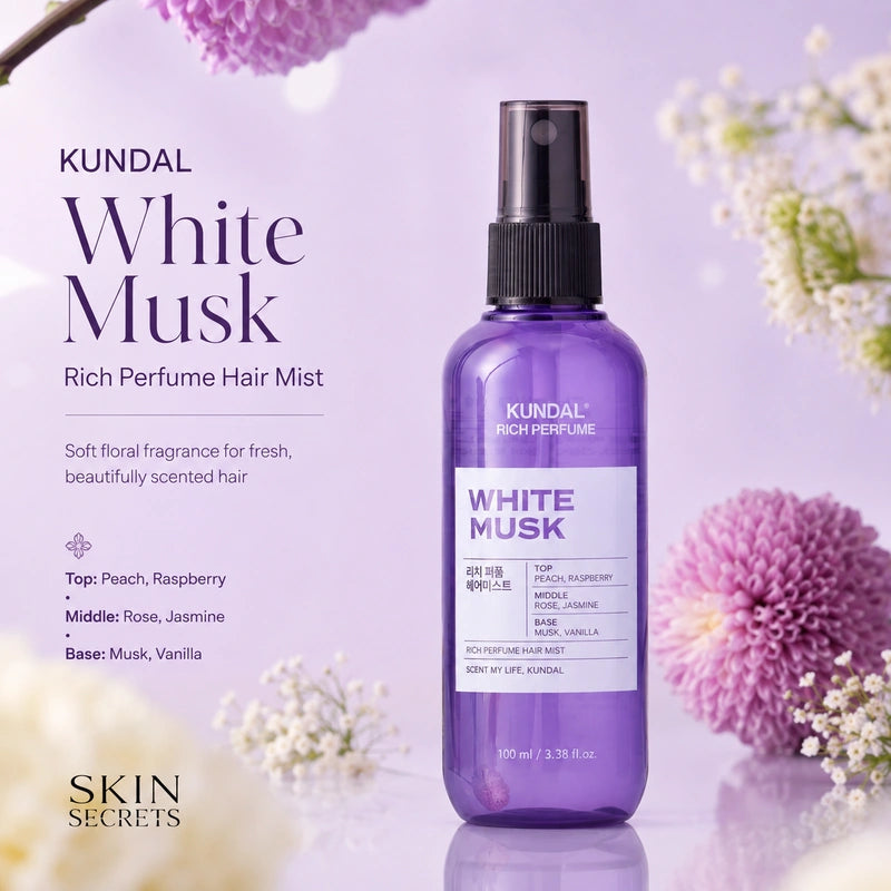 Kundal White Musk Rich Perfume Hair Mist 100ml | بخاخ عطر للشعر وايت مسك