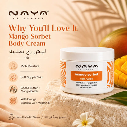 Naya by Africa Mango Sorbet Body Cream – كريم جسم مانجو سوربيه لترطيب البشرة والشعر