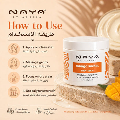 Naya by Africa Mango Sorbet Body Cream – كريم جسم مانجو سوربيه لترطيب البشرة والشعر