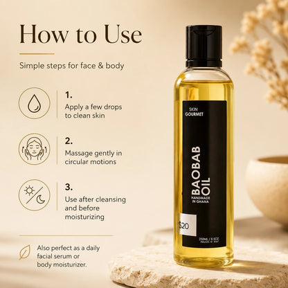 Skin Gourmet Baobab Oil | 100% Pure Cold-Pressed Baobab Oil – زيت باوباب نقي لترطيب البشرة وتجديدها